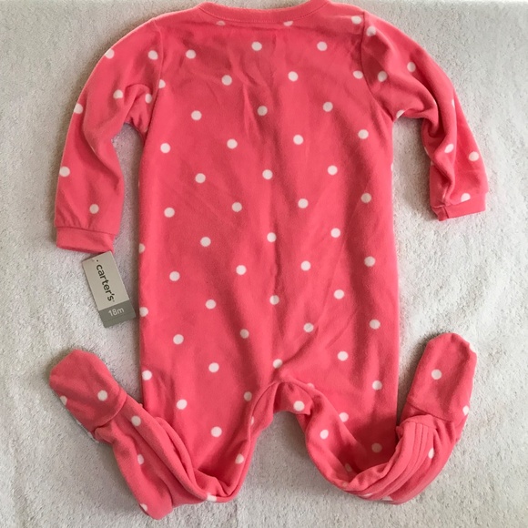 CARTER’S Fleece Pajama Sleeper Bear Ballerina Polka Dot Size 18 Months Pink NWT - Picture 9 of 12